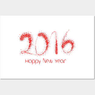 Happy New Year 2016 red Posters and Art